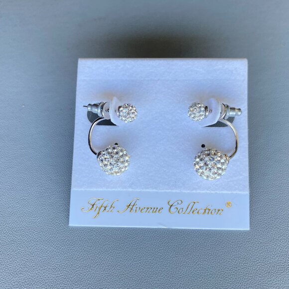 FAC Double Sided Pave Swarovski Crystal Earrings NWT - Picture 4 of 6